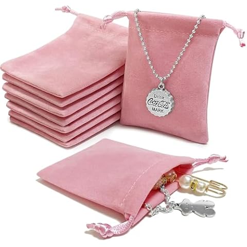 AOT 10PCS Pink Velvet Jewellery Pouches Cover