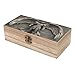 Winged Angel with White Wings & Male Face Wooden Storage Box 7.9×3.9×2.3 Inch with Hinged Lid - Vintage Natural Wood Keepsake Trinket Storage Organizer Gift Box for Crafts Art Hobbies And Home Decorat