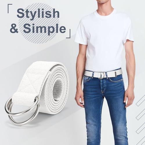 WHIPPY Mens Canvas Belt with Metal Double D-ring 1 1/2" Wide Plus Size Unisex Web Cloth Casual Belt for Jeans Pants2