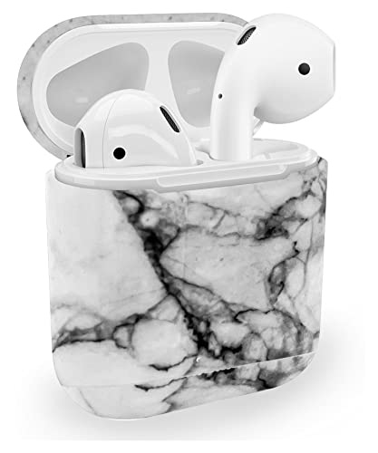 MyGadget Cover Rigida Compatibile con Apple AirPods 1 e 2 Generazione - Case Protettiva per Cuffie Auricolari - Skin in Bianco Marmo