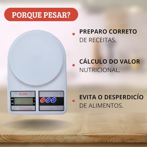 Balança de Cozinha Para Casa, Para Pesar Alimentos e Comida Fitness de Alta Capacidade até 10kg Bran
