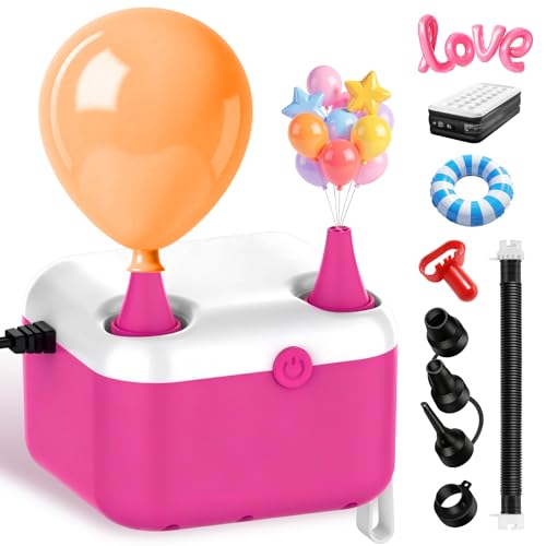 3 in 1 Balloon Pump Balloon Pump Electric Dual Nozzle UK Plug Electric Air Pump Quick-Fill Inflator/Deflator Pumps for Party Decoration Balloon Pool Floats Air Mattress Bed Swimming Ring