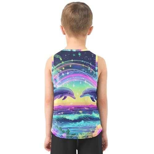 Boys' Tank Top Shirt Glowing Neon Dolphin Sleeveless T-Shirts3