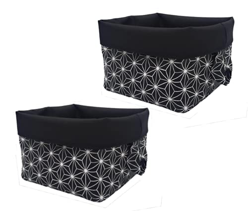 Cesta Almacenaje Cesto Plegable Almacenaje Juguetes, Caja Almacenaje Tela para Ropa, Accesorios Electrónicos, Libros, Cosméticos CAJA MULTIUSOS Decoración del Hogar-Casa (2 GEOMETRIC NEGRO / NEGRO) Cover