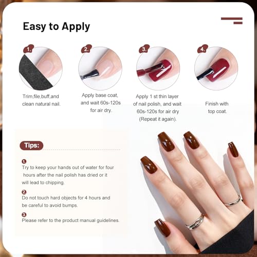 OpenLive 12 PCS Nail Polish Set 10 Color With 2PCS Base and Top Coat Quick Drying Fall Nude Brown White Red Color for Her 5ML