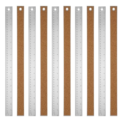 Règle 45 cm acier inoxydable avec dos liège PATIKIL pour dessin