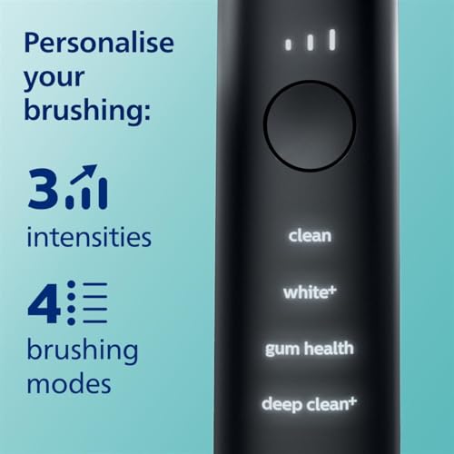Philips Sonicare DiamondClean 9000 Electric Toothbrush, Sonic Toothbrush with App, Pressure Sensor, 4 Brushing Modes, 3 Intensity Levels, Charging Glass, Black & Rosegold, Dual Pack, Model HX9914/57 - Image 3