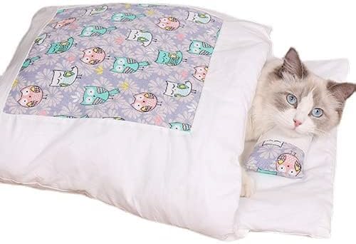 KryZaro猫用あったかベッド|冬向け裏起毛 ふわふわ保温防寒 猫寝袋