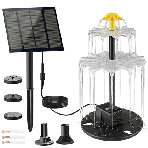 Yeomi Solar Water Fountain for Bird Bath, Upgrade 2W 7V Solar Powered Water Pump with Adjustable...