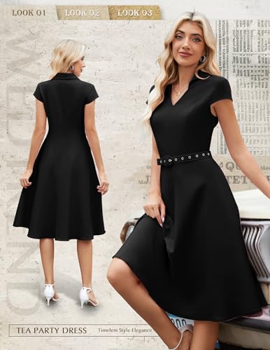 wedtrend 195039s vintage dresses for women cocktail dress with belt modest church dress wedding guest dresses with pockets
