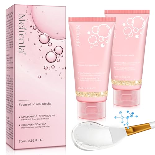 Collagen Night Wrapping Mask, Collagen Overnight Wrapping Peel Off Facial Mask, Reduces Sagging, Elasticity & Hydration Care, Repairing and Anti-Aging Skin Treatment, 2.53 fl.oz (2pcs)