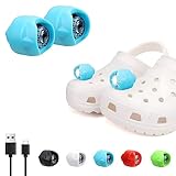 Vergissm Rechargeable Headlights for Croc, 2 PCs Small LED Lights for Clogs, Flashlights Attachment for Kids Adults, Novelty Shoes Accessories Clog Lights for Camping, Dog Walking (Blue)