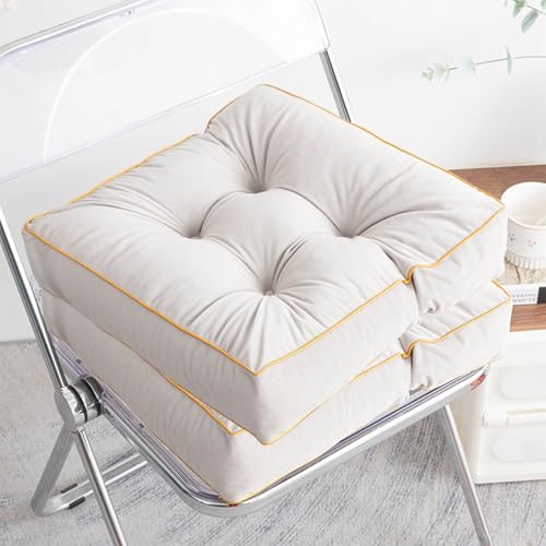 ZF YLYH 2er Set Stuhlkissen Dicke Weiche Sitzkissen: 45 x 45cm Bodenkissen Indoor Outdoor Cozy Sitzpolster Dekorative Stuhlauflage für Zuhause Büro Garten Küche Esszimmer (Hellgrau, 45 * 45 * 10cm)