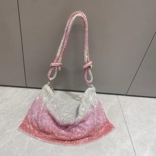 Image of Rhinestone Purse for Women Evening Clutch Hobo Sparkly Silver Handbags Glitter Bag for Wedding Prom and Party
