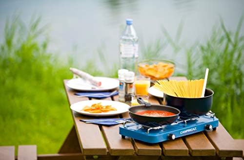 Campingaz Base Camp Various Cooking Options with 2 Plates, 2 Burner Gas Stove with Power 2 x 1600 Watt, Unisex, Adult, Blue, One Size
