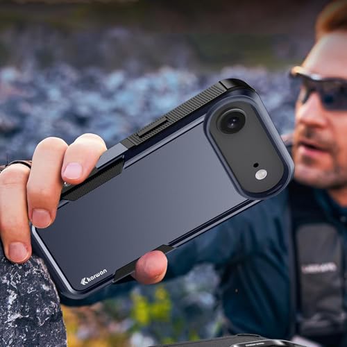 Image of KARWAN Rugged Matte Back Case Cover Compatible with iPhone 17Air Military Grade Drop Protection, Heavy Duty Shockproof Hybrid TPU + PC, Anti Slip Grip, Dual Layer Camera Protection, Blue