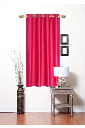 Image of Woah Modern Solid Long Crush Curtain Window CCurtain Polyester Weaved Parda Modern Parde for Living Room Bedroom Home Office Screens Eyelet Ring Pink 5Feet(Pack of 1)