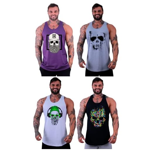 Kit 4 Regatas Longline Masculina MXD Conceito Academia Musculação Treino Gym Cavada Tank (G, Opção 11)