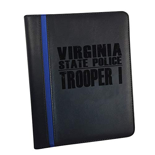 Virginia State Police Trooper I Police Padfolio Notepad Holder - Thin Blue Line Portfolio with Police Officers Prayer Print & 3 Police Laptop Stickers and a Police Car Magnet