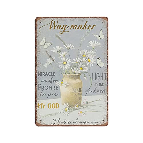 Dreacoss Floral Way Maker That Is Who You Are Tin Signs, Daisy Jar And Butterflies, Religious Christian Art