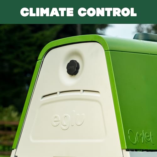 Image of Omlet Portable Chicken Coop Go Up | Easy to Clean and Maintain Plastic Chicken Tractor | Cool in Summer, Warm in Winter Weatherproof Hen House | Green Coop with Wheels