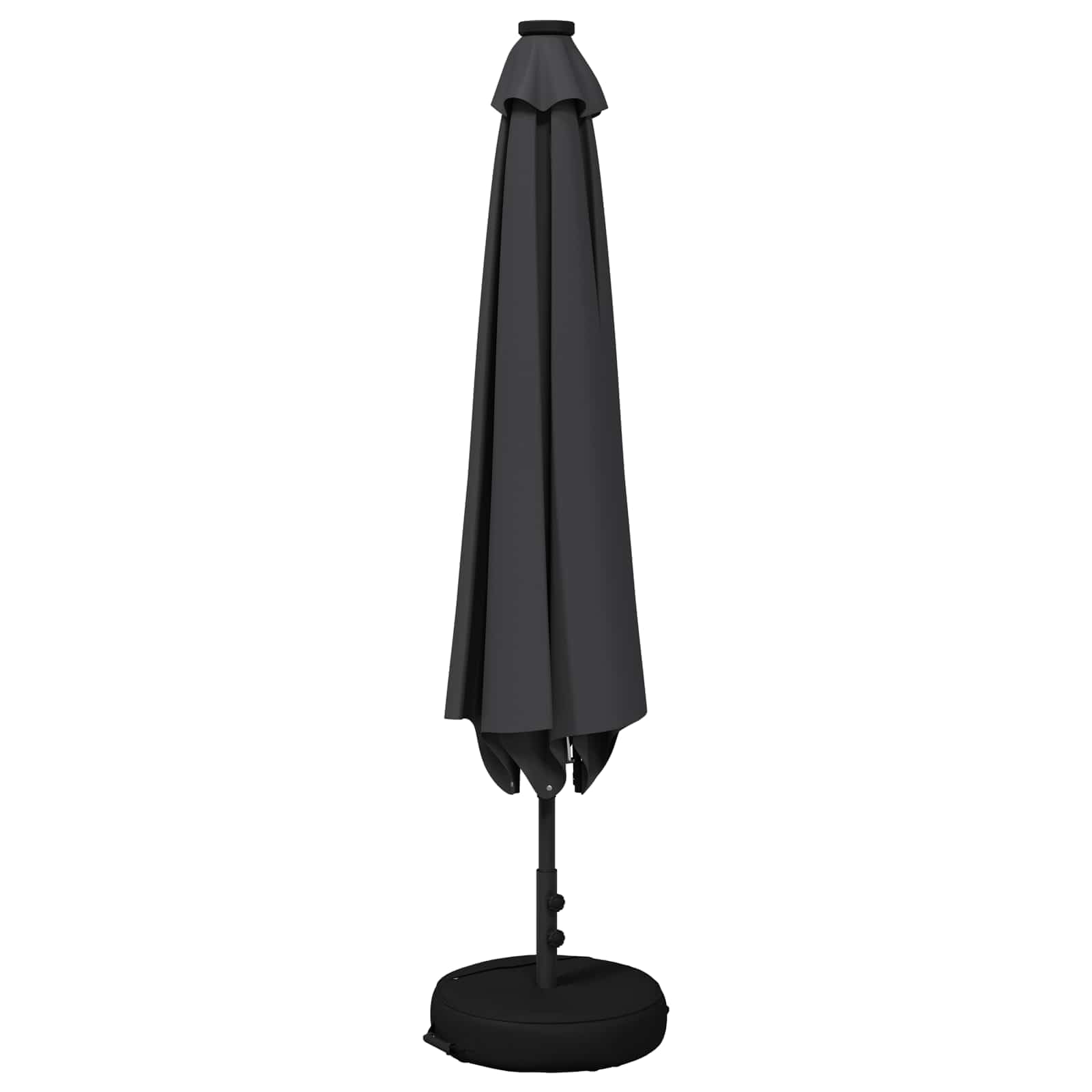 Parasol de jardín con luces LED y base estable de 230 x 230 cm para patio y jardín, protección UV, iluminación solar, función de inclinación, resistente a la intemperie, antracita