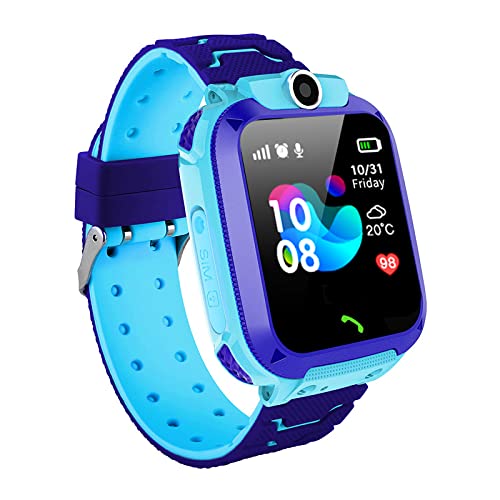 Waterproof 2G Smart Watch for Kidsâ Sim, GPS Tracking, LBS, WiFi, Camera, SOS, Alarm, Touch Screen, Voice Chat, Pedometer, Voice Chat, Album, Phone Book (Blue)