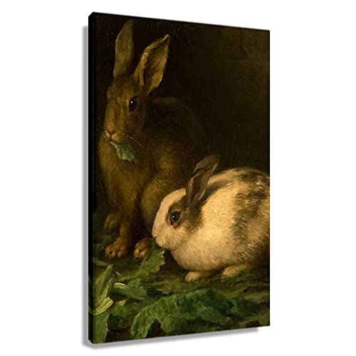 Bunny Rabbit Poster Decorations For Wall Art Framed Canvas Animal Prints Vintage Artwork For Bedroom Famous Paintings Pictures Prints Classic Home Decor Framed (12X18 Inch) #TOP11