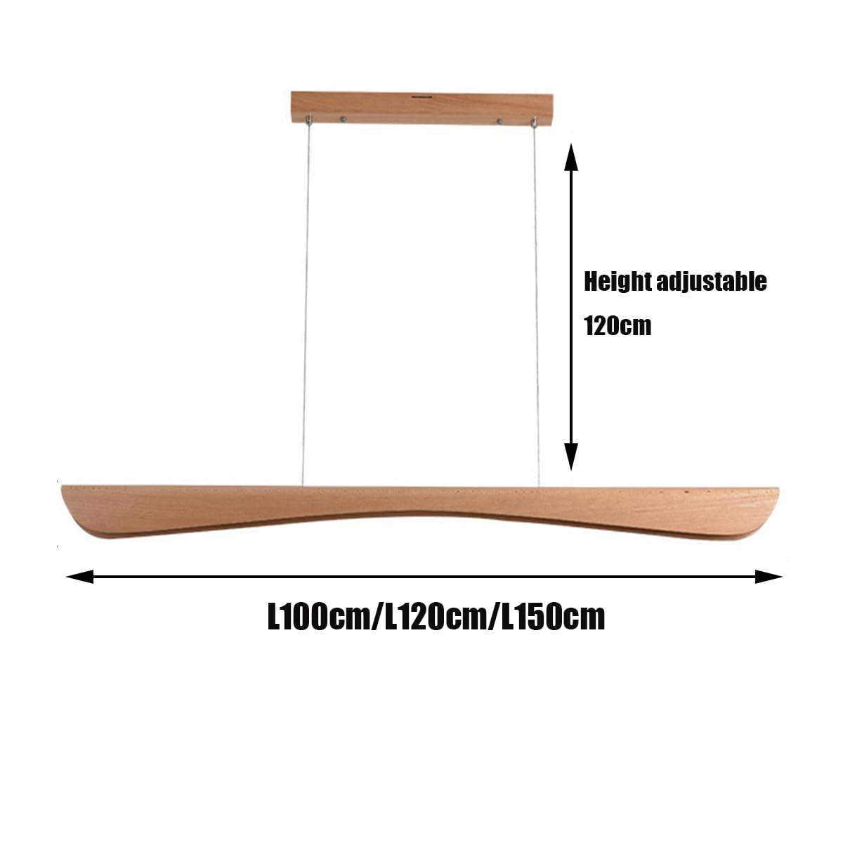 Bellastein LED Pendelleuchte esstisch holz Dimmbar, Moderne Hängelampe mit Fernbedienung,Linear Design Hängeleuchte Esstisch lampe, Höhenverstellbar Holzlampe für Esszimmer Büro Küchenlampe (120cm)