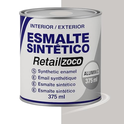 Esmalte Sintético, Pintura Esmalte, synthetic enamel, Uso en maderas y metales, Apto para interior/Exterior, Contiene 375 ml, Color Aluminio