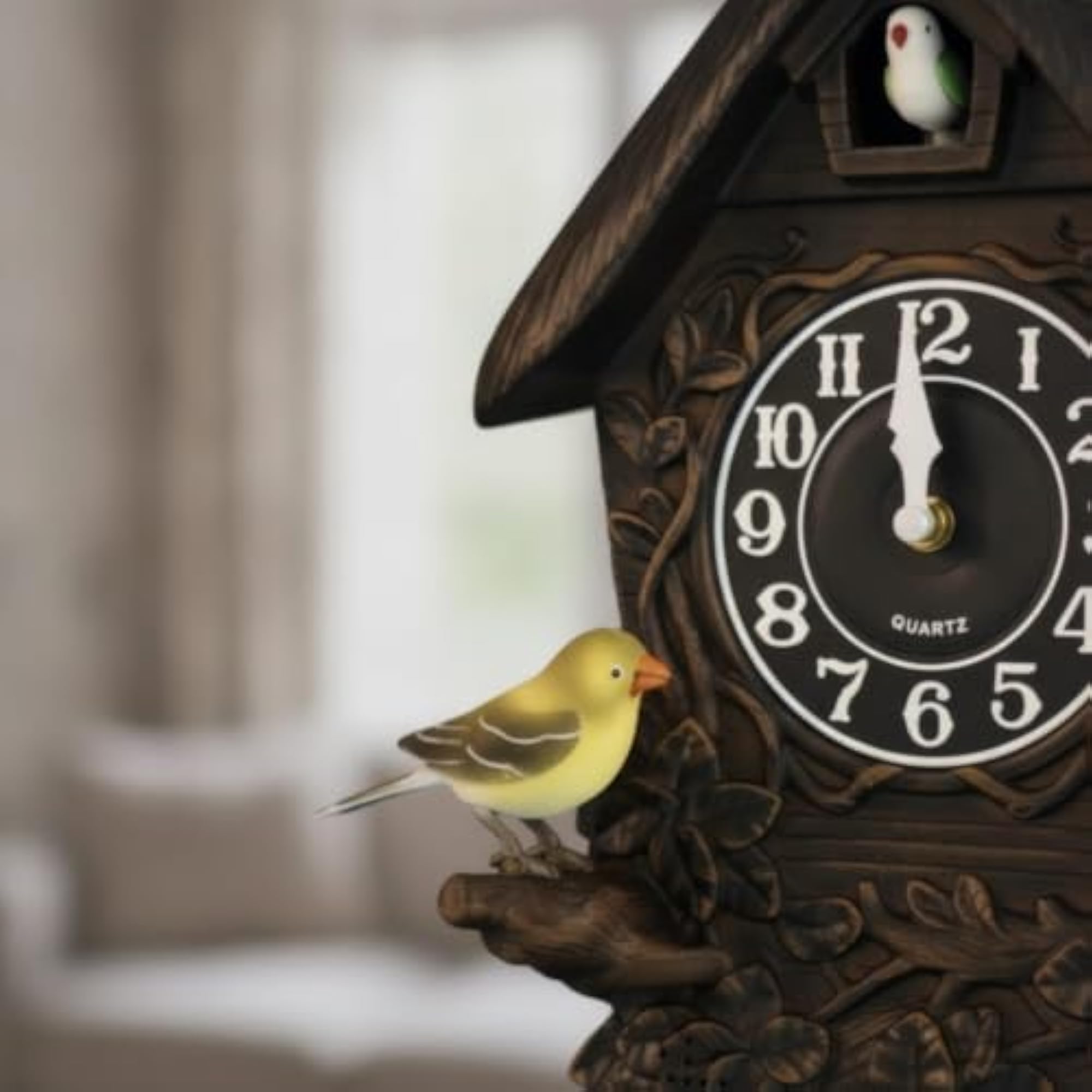 Quartz Cuckoo Clock with Pendulum, Analog Sound-Controlled