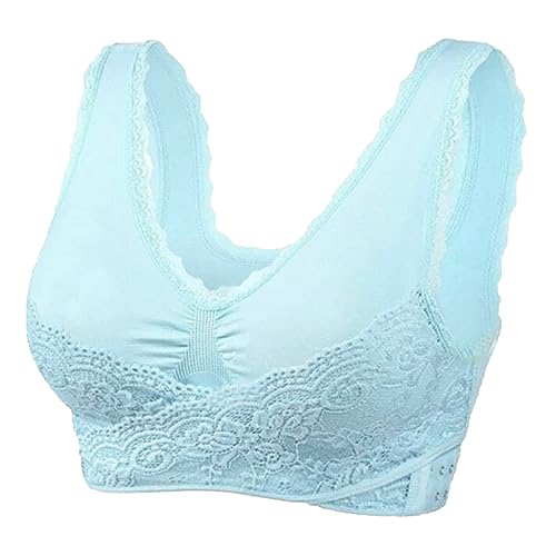 Generisch Ropa de embarazo para mujer con hebilla frontal y borde de encaje sin movimiento de anillo de acero, sin costuras, ajuste de volantes, para yoga, dormir, brasier grande, parte superior de