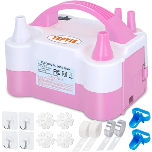 Electric Balloon Pump, Portable 2 Modes Balloon Blower Machine with 14 Balloon Arch Kits, Air Pump for Balloon, Balloon Inflator for Party Decoration (P i n k)