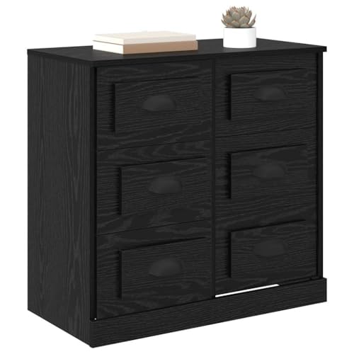 vidaXL Vitrina Roble Negro 70 x 35,5 x 67,5 cm Madera contrachapada, Amplio Espacio, aparador rústico, Resistente Mueble de Madera, cómodo Organizador para el hogar