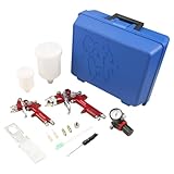 HVLP Air Gravity Spray Gun Set, 2Pcs Sprayer Paint Gun with 0.8mm 150ml&1.4mm 600ml Automotive Paint Gun with Locking Air Pressure Regulator Gauge Air Spray Gun for Furniture, Car, Fence,Model Making - Image 9