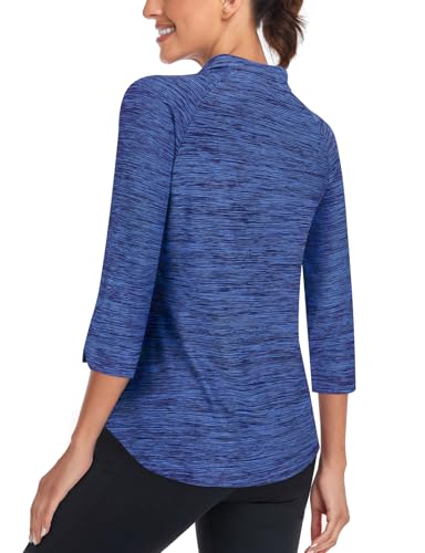 Cucuchy Style Womens Golf Shirt 3/4 Sleeve Quarter Zip Workout Tennis Tops Quick Dry UPF 50+ Shirts2