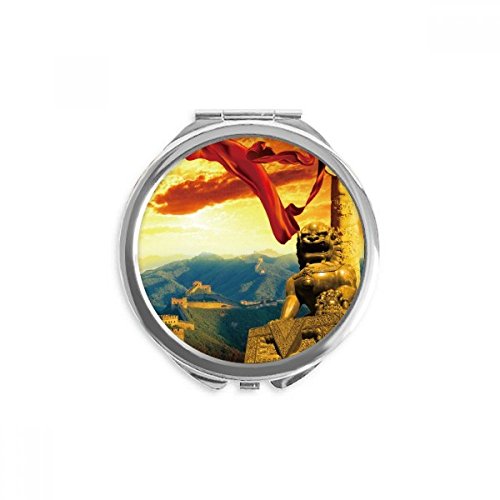 Miroir de maquillage de poche pour vos retouches en voyage, motif ruban et lion multicolore