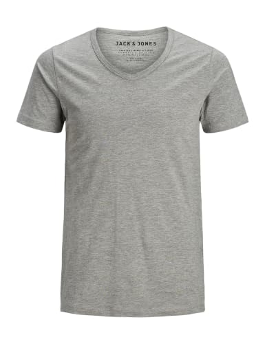 Image of Jack and Jones Basic V-Neck Short Sleeve Men's T-Shirt Light Grey Melange Medium