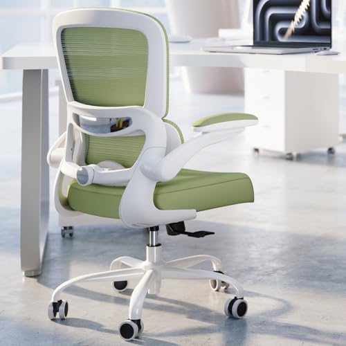 Image of TRALT Office Chair - Ergonomic Desk Chair with Adjustable Lumbar Support, Mesh Computer Chair, Executive Chair for Home Office Comfortable Lumbar Support (1, White Green)
