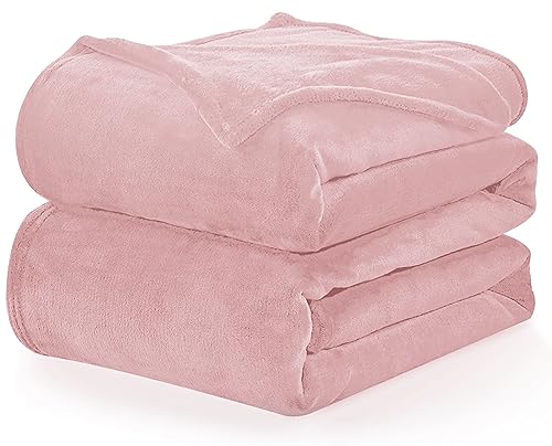 WAVVE Fleece Blanket Queen Size XL Pink 7ft x 8ft - Fluffy Soft Warm Versatile Large Throw Blanket for Bed/Sofa/Couch, 220x240 cm