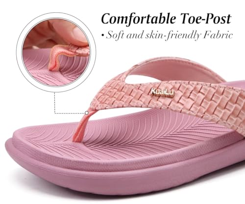 Image of KuaiLu Womens Flip Flops Arch Support Yoga Mat Cushioned Thong Sandals | Ladies Comfortable Walking Slides For Plantar Fasciitis Slip On Indoor Outdoor For Summer