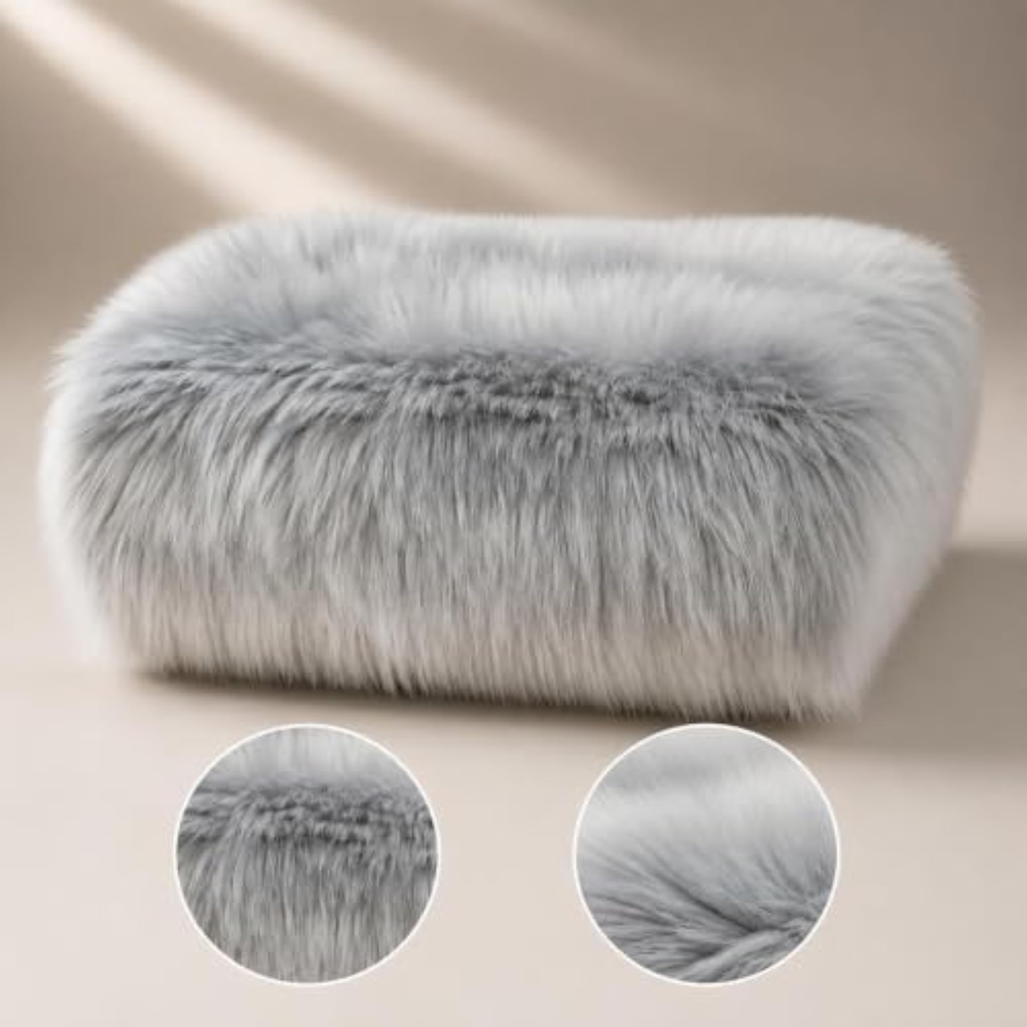 Nordic Plush Tablecloth Dust Cover for Bedside Cabinet, Gray