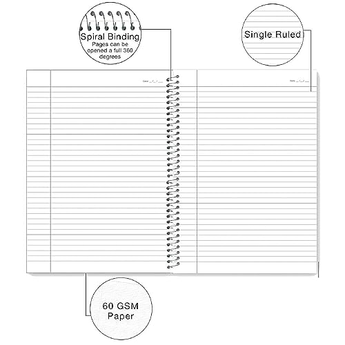 Image of Peeplvalue Pack of 20 A5 Size-160 Pages Lined Spiral Bound Notebook White Ruled Line Paper Wirebound Journal /Diary /DIY Notepads for School /Office (A5 multicolour Size- 14x21cm)
