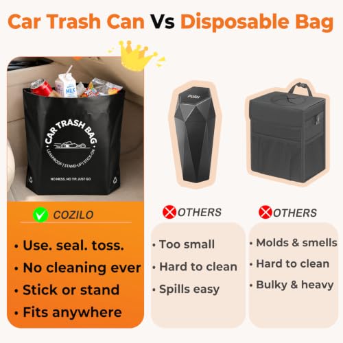 Image of Disposable Car Trash Bags, Stand-Up & Stick-On Car Trash Can Alternative