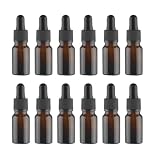WRITWAA 12 flaconi ambrati con contagocce: fiale campione vuote da 10 ml con tappo nero - Piccoli vasetti con contagocce per profumi cosmetici (marrone)