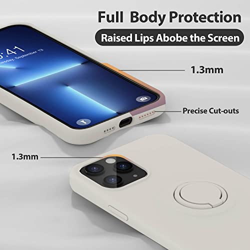 Mocca Compatible With Iphone 13 Pro Max Case 6.7Inch With Ring Kickstand |Liquid Silicone|Microfiber Linner |Anti-Scratch Full-Body Shockproof Protective Case For Iphone 13 Pro Max Women Girl - Stone #TOP3