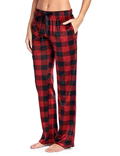 Ashford & Brooks Women's Plush Mink Fleece Pajama Sleep Pants - Red Buffalo Check - X-Large #TOP2