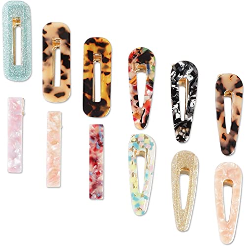 Acrylic Hair Clip Barrettes for Women (12 Pack)