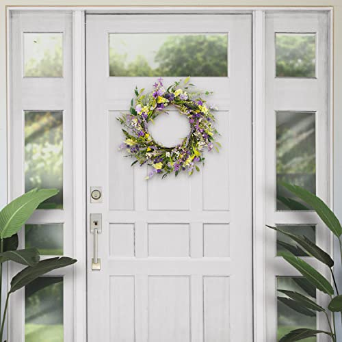 Puleo International 24" Artificial Lavender Floral Spring Door Wreath, Green/Purple #TOP2