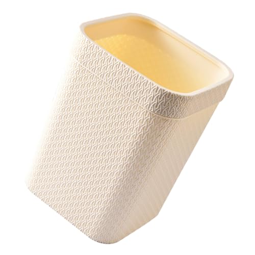 KOMBIUDA Countertop Desk Waste Bin Small Bathroom Trash Can White Tabletop Waste Receptacle Portable Office